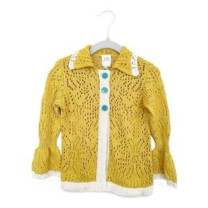Wildflowers Clothing Co. Yellow Cardigan Teal Buttons Size 2T NWT